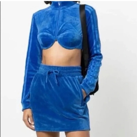 Jeremy Scott X Adidas Originals ‘DIP’ Collection Blue Velour Track Suit Top Nwt - Picture 15 of 15